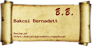 Bakcsi Bernadett névjegykártya